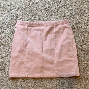 Suede pink mini skirt
